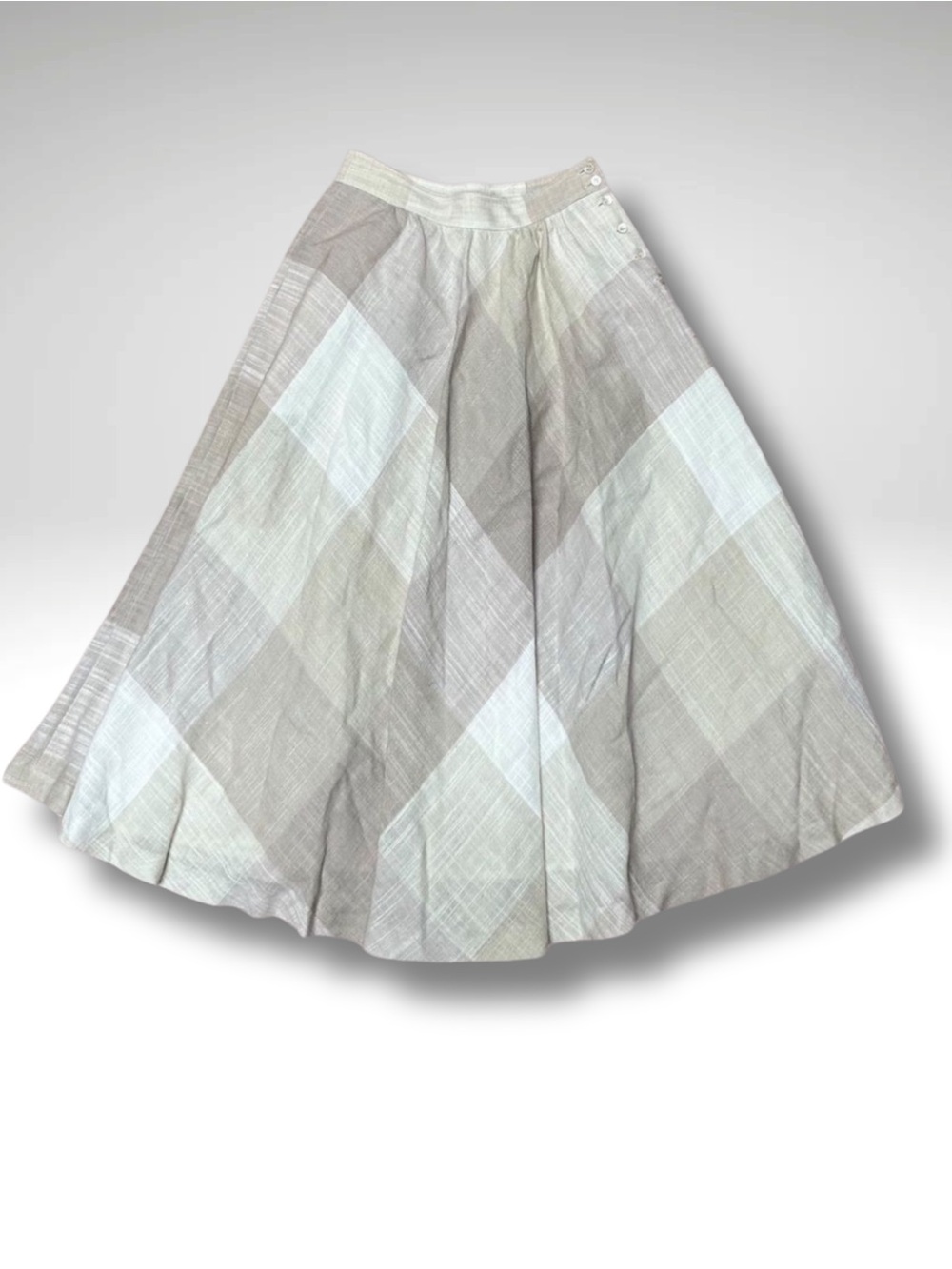 Vintage Liz Claiborne Cream Linen A-Line Full Skirt // 90s lined tan beige